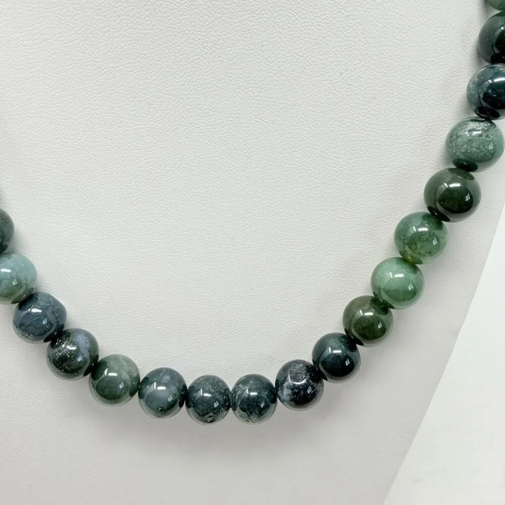 Shop LC Green Dragon Blood Jasper Beaded‎ Necklace in Sterling Silver 18